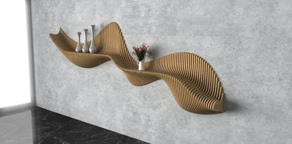 Parametric Wavy Wooden Wall Decor 56 / Shelf Design / Digital Files for Wood Cutting Machines