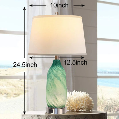 Contemporary Lake Green Glass Table Lamp