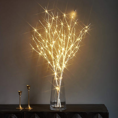 Lighted White Twig Branches