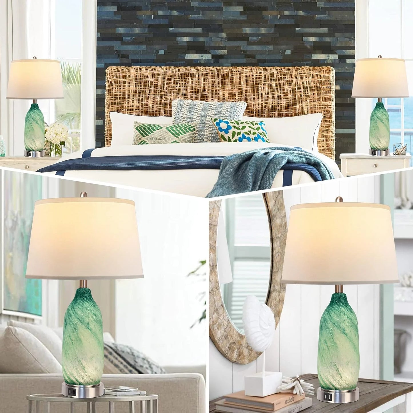 Contemporary Lake Green Glass Table Lamp