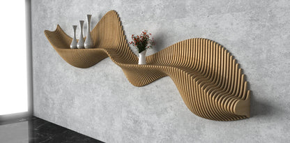 Parametric Wavy Wooden Wall Decor 56 / Shelf Design / Digital Files for Wood Cutting Machines