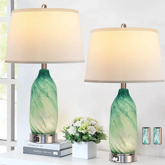 Contemporary Lake Green Glass Table Lamp