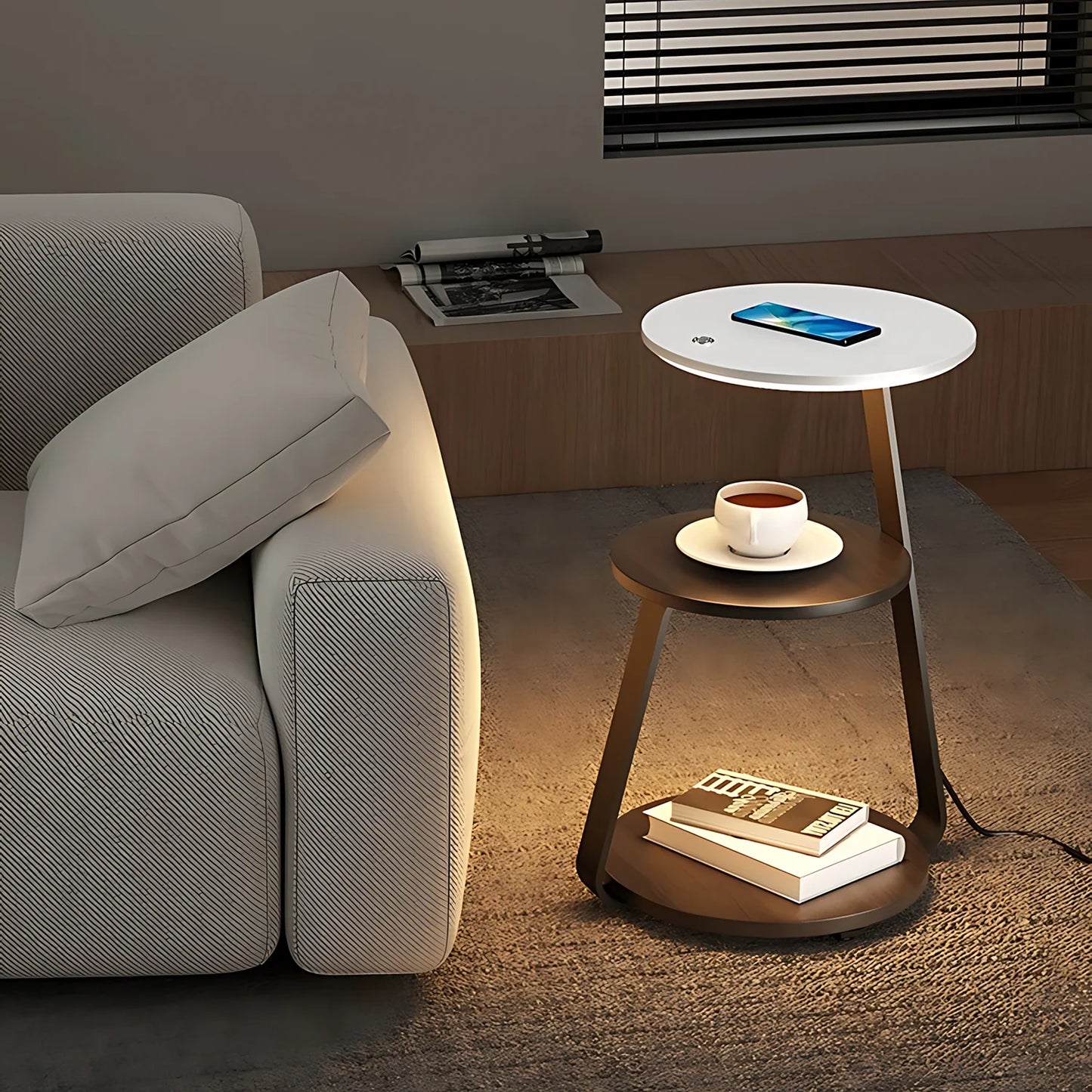 Smart Nightstand with Wireless Charger 