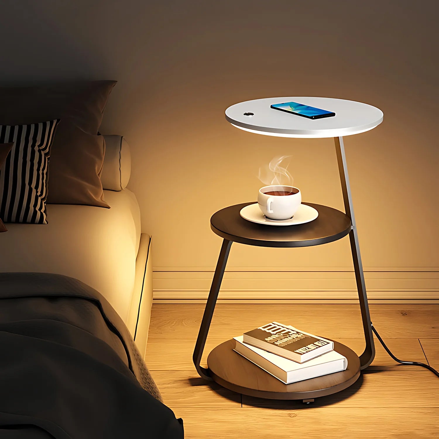 Smart Nightstand with Wireless Charger 