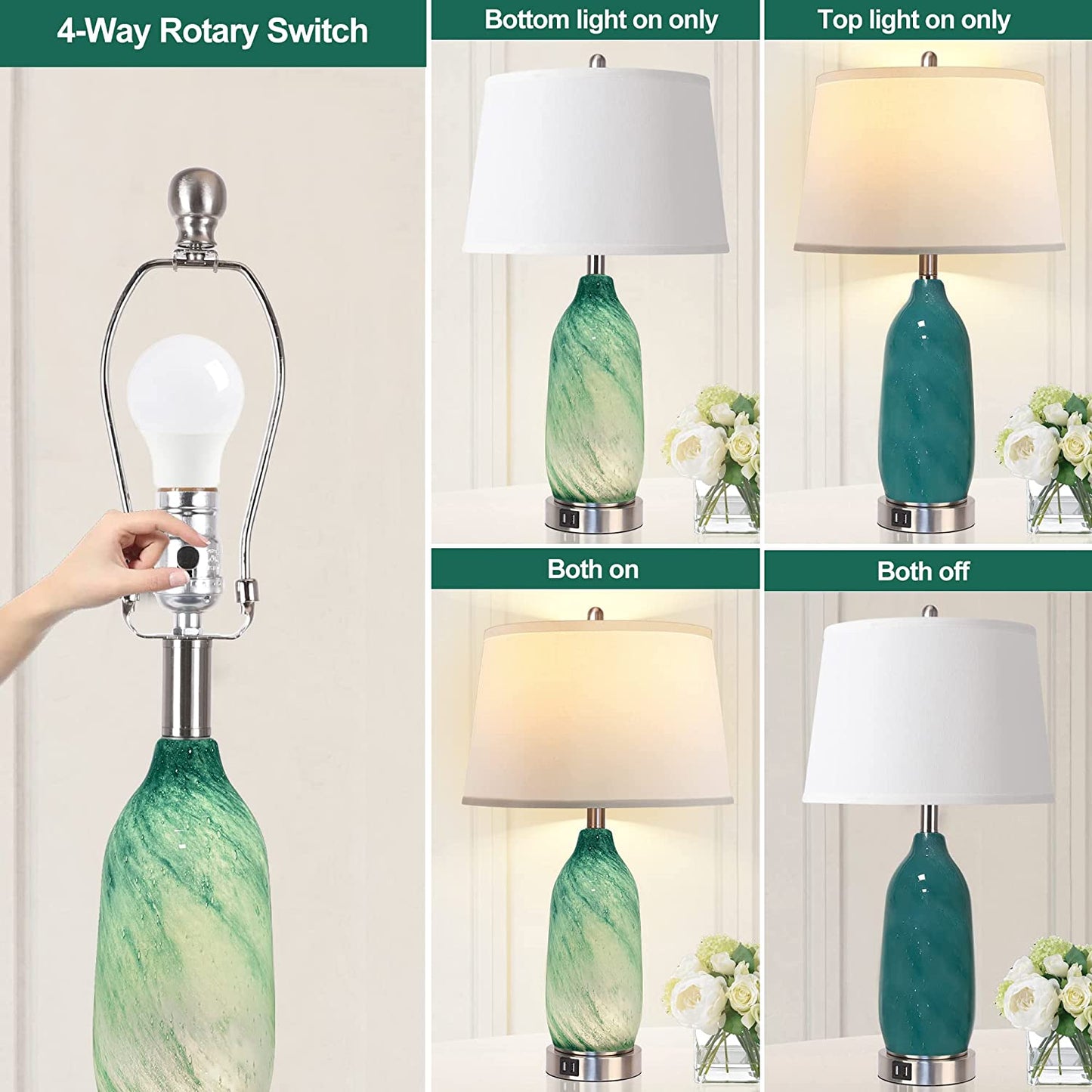 Contemporary Lake Green Glass Table Lamp