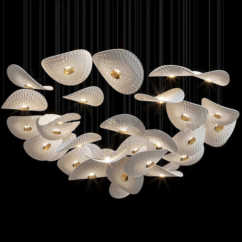 Large Luxury Ceramic Glass Lotus Leaf Shaped LED 