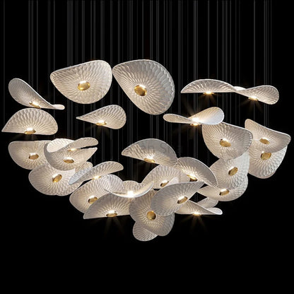 Large Luxury Ceramic Glass Lotus Leaf Shaped LED 