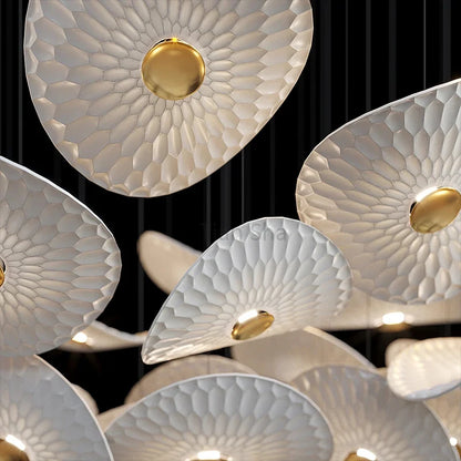 Large Luxury Ceramic Glass Lotus Leaf Shaped LED 