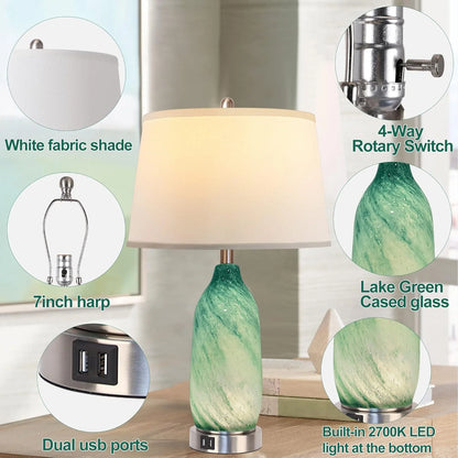 Contemporary Lake Green Glass Table Lamp