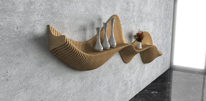 Parametric Wavy Wooden Wall Decor 56 / Shelf Design / Digital Files for Wood Cutting Machines