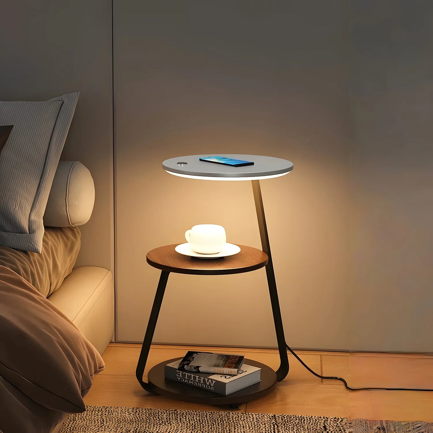 Smart Nightstand with Wireless Charger 