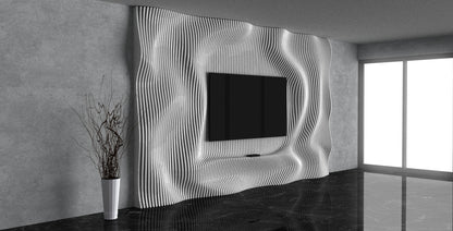 Parametric Wavy Wooden Wall Decor 46 / TV Unit / CNC Files for Cutting