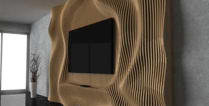 Parametric Wavy Wooden Wall Decor 46 / TV Unit / CNC Files for Cutting