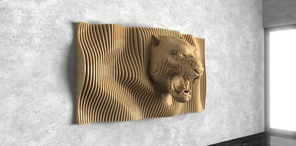 Parametric Wavy Wooden Wall Decor 59 / Jaguar Model Wall Decor Design / Digital Files for CNC Cutting Machines