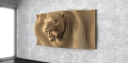 Parametric Wavy Wooden Wall Decor 59 / Jaguar Model Wall Decor Design / Digital Files for CNC Cutting Machines